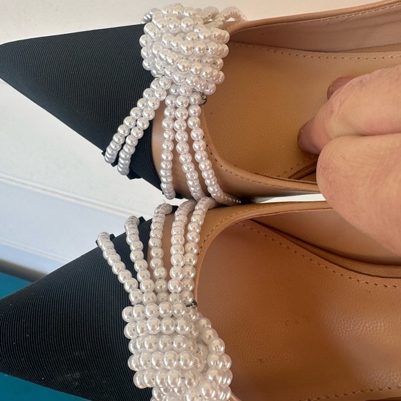 Big tree Black and Tan Heels with Pearl Embellishment size 36 - Picture 8 of 8